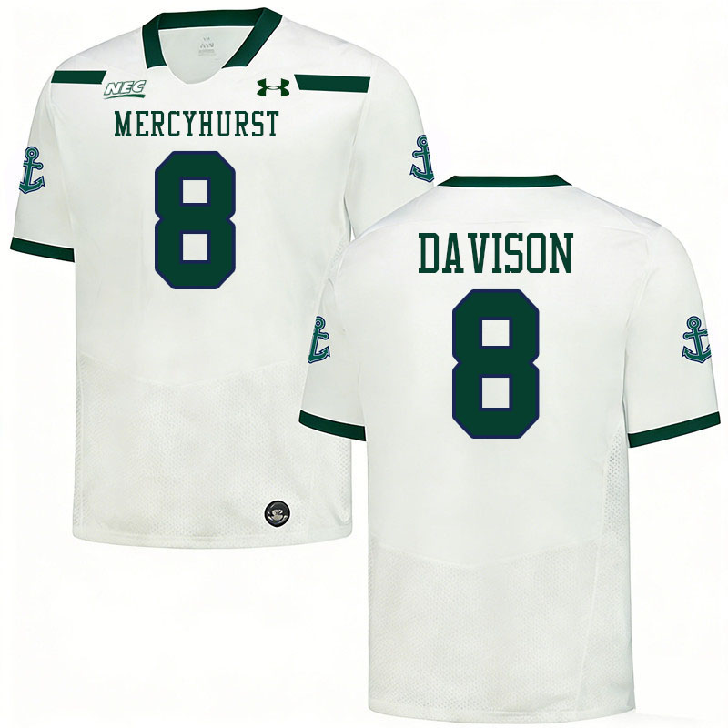 Mercyhurst Lakers #8 Rylan Davison College Football Jerseys,Uniforms Stitched-White